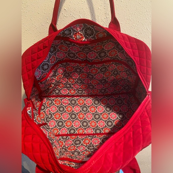 Red Quilted Vera Bradley Weekender Bag - Picture 10 of 11
